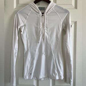 Athleta White Half Zip Hooded Performance Top XS Lightweight Athleisure